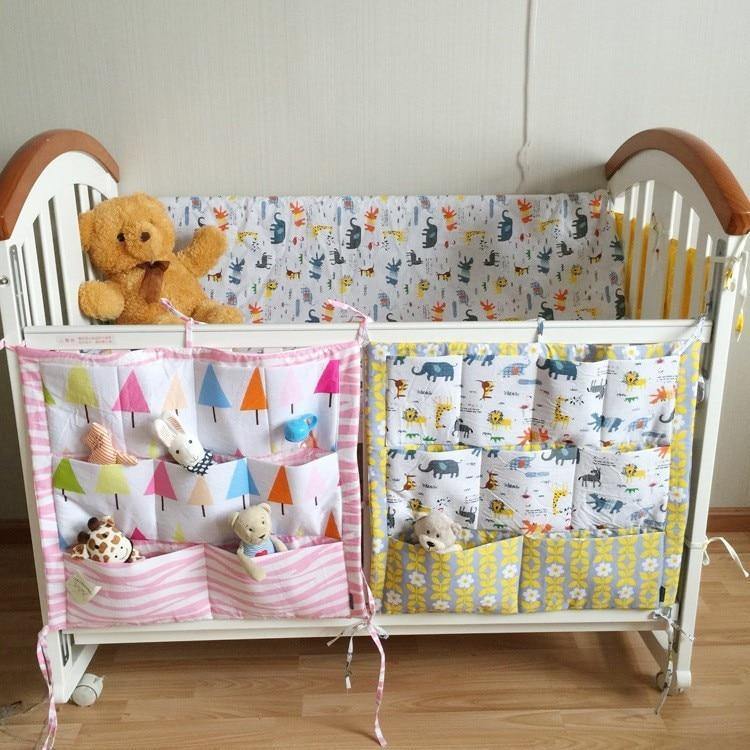 Stylish nursery crib storage organizer keeps baby essentials neat and accessible.