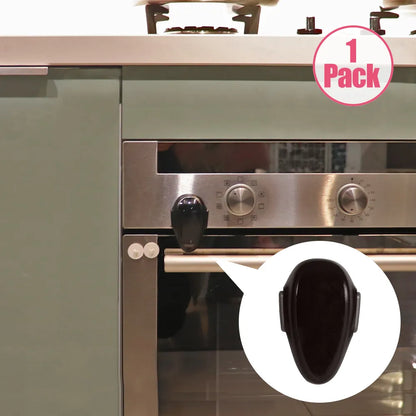 Child proofing oven lock, white, protects toddlers from hot ovens