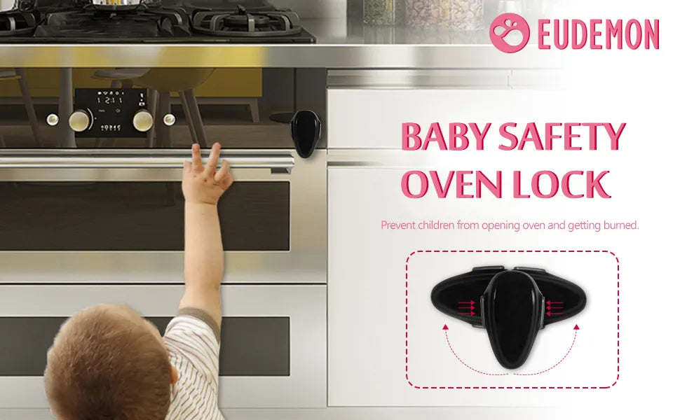 Child safety device for oven door, white, strong adhesive for secure fit