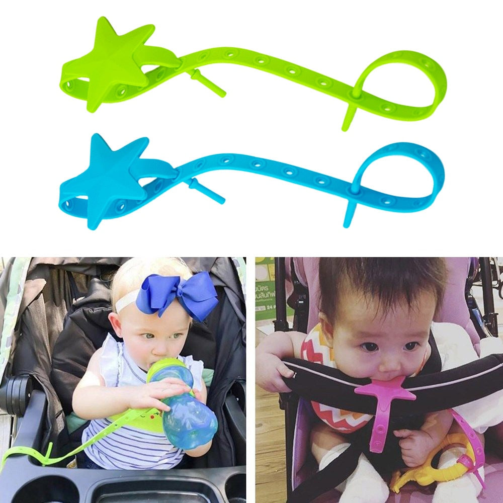Baby pacifier teether chain holder, silicone, for stroller car seat, infant safety