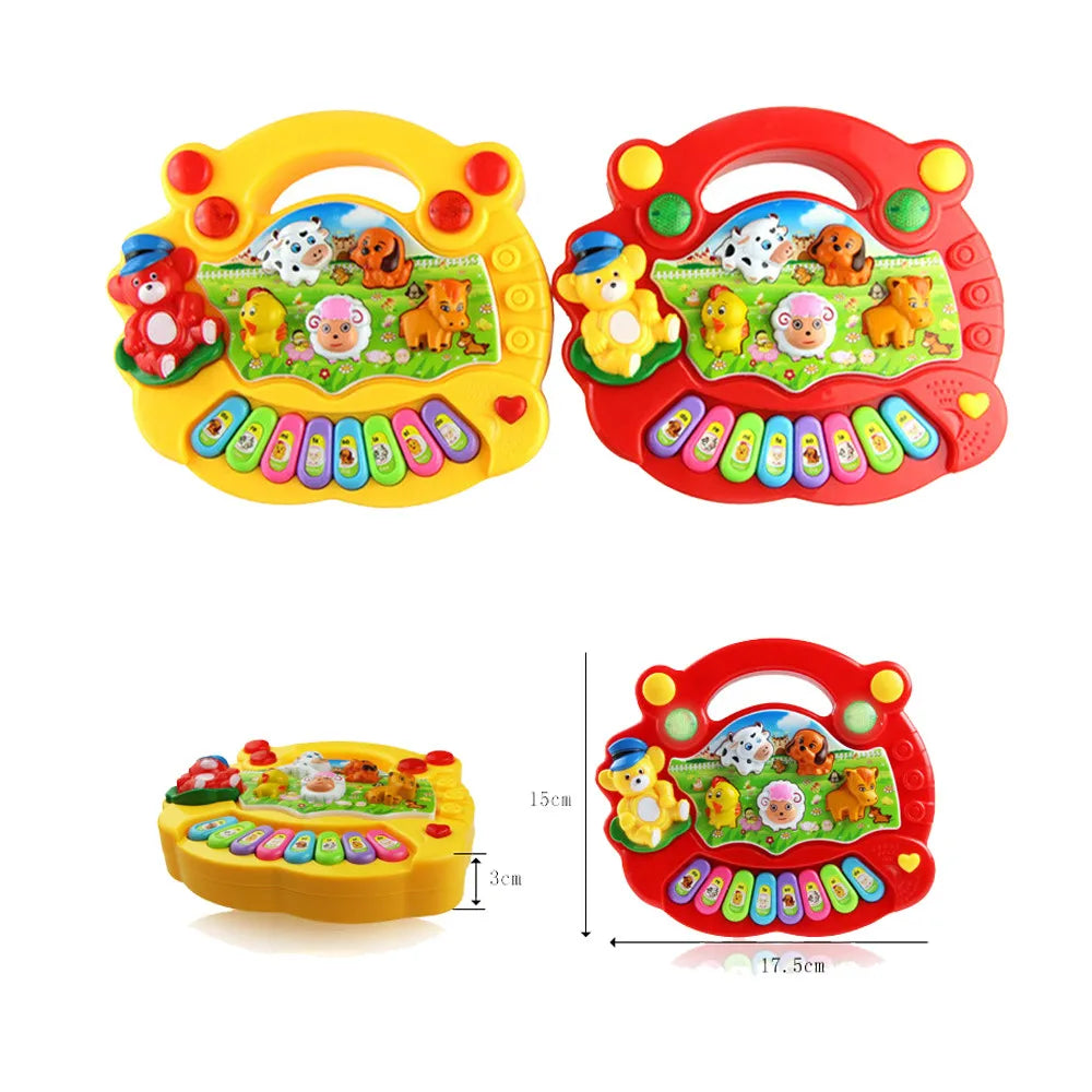 Toddler gift: colorful baby musical animal piano toy with flashing lights