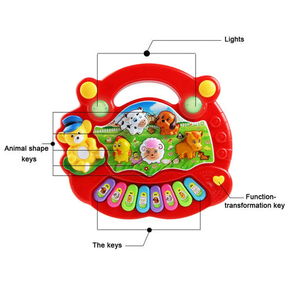 Interactive baby keyboard toy featuring animal sounds and light-up buttons