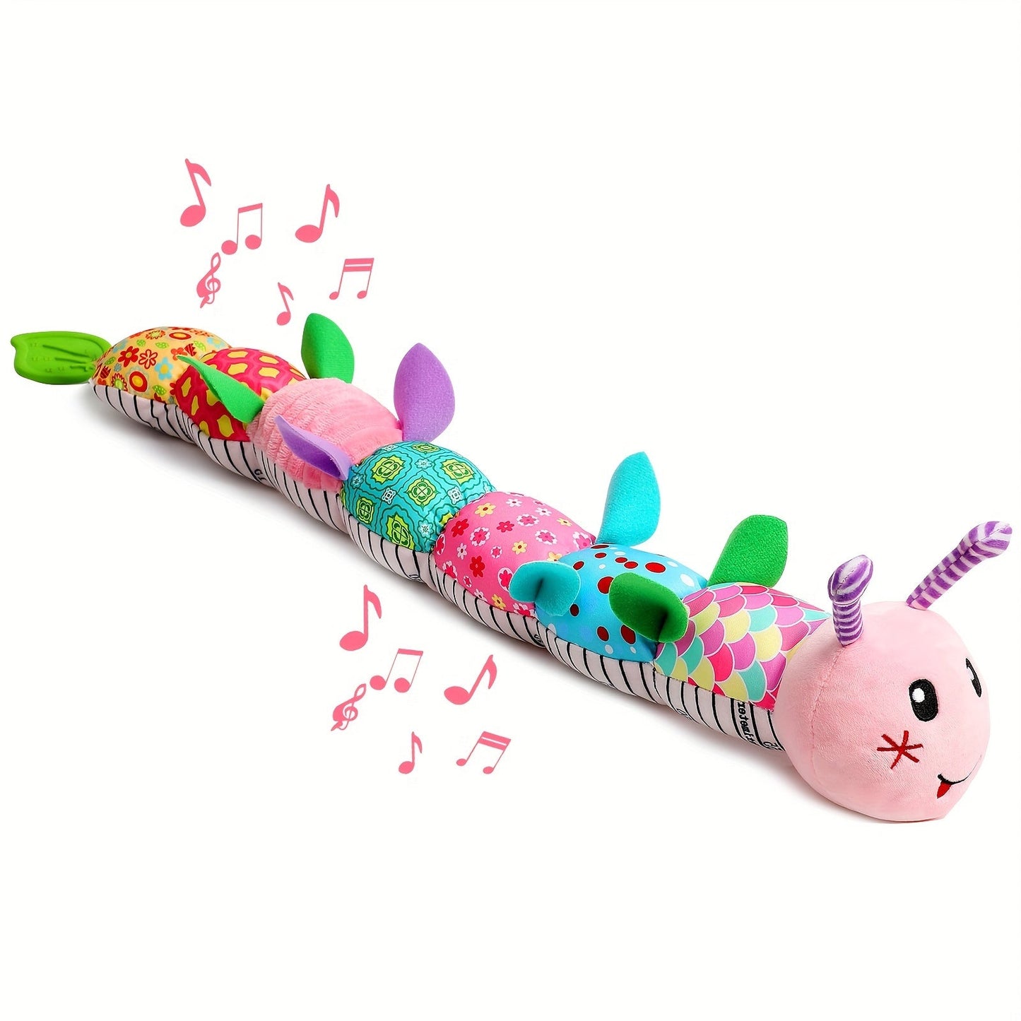 Soft plush musical rattle toy with a gentle melody, perfect for soothing baby to sleep.