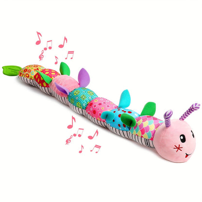 Soft plush musical rattle toy with a gentle melody, perfect for soothing baby to sleep.