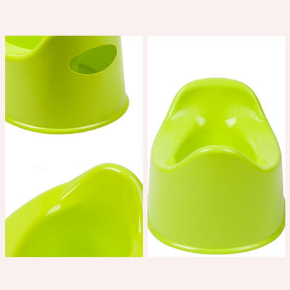 Compact baby potty trainer, ideal for small bathrooms, easy clean plastic.