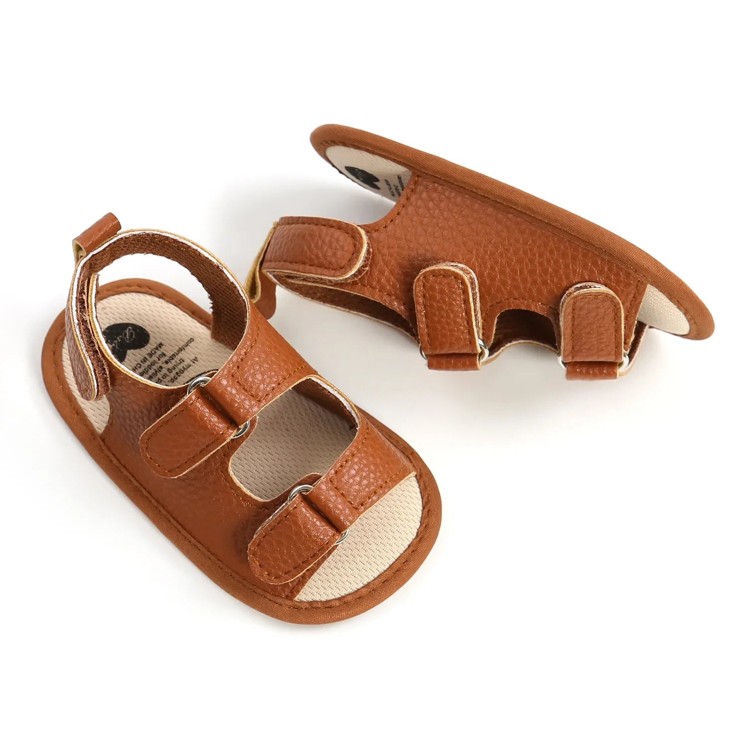 Breathable baby PU leather sandals, soft anti-slip sole, ideal for summer infants