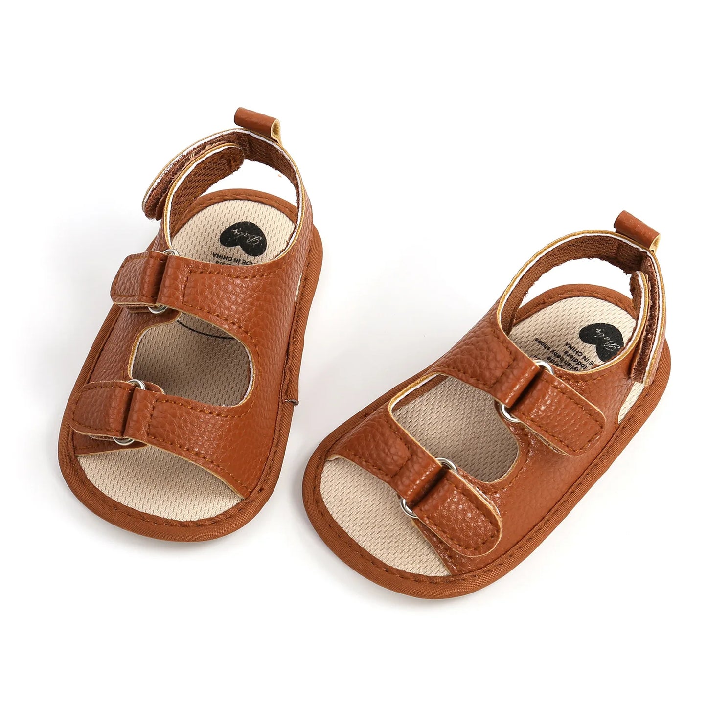 Grips baby PU leather sandals, anti-slip soft sole, essential first walker crib shoes
