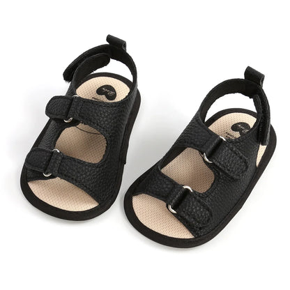 Comfortable infant PU leather sandals, soft sole, anti-slip for baby's first steps