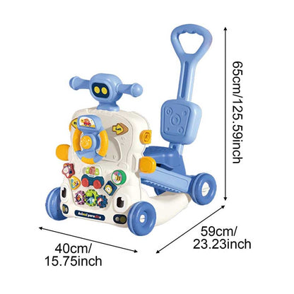 Side view of 6-in-1 baby learning walker, sturdy design, early learning interactive toy