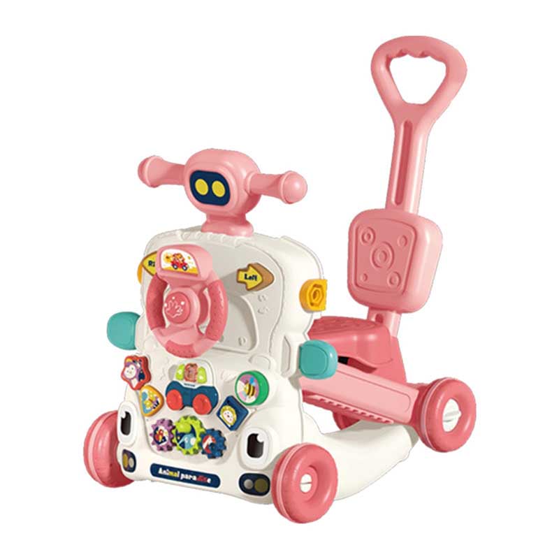Overhead shot of 6-in-1 baby learning walker, multiple activities, engaging developmental toy