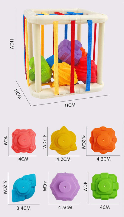 Stack of different pieces from the Baby Rainbow Shape Sorter, showing versatility