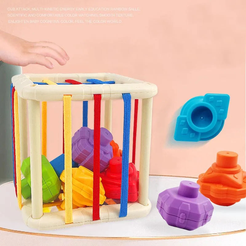 Close-up of a Baby Rainbow Shape Sorter, vibrant colours, early learning toy