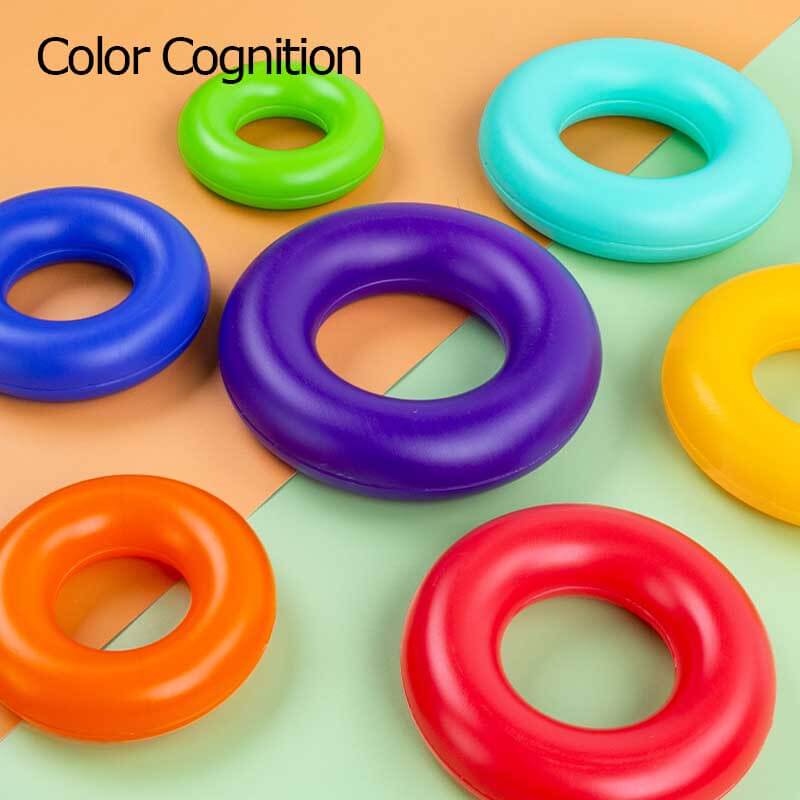 Rainbow Stacking Ring activity toy, an engaging educational tool for developing fine motor skills