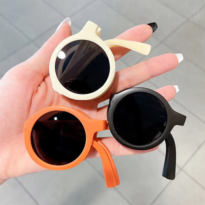 Stylish infant shades: foldable round sunglasses in tortoise shell, perfect for toddlers