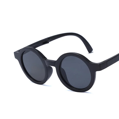 Baby fashion: pink retro foldable round sunglasses for toddlers, a sweet & practical gift