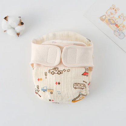 Detail of the waterproof layer in baby reusable training pants, showing quality
