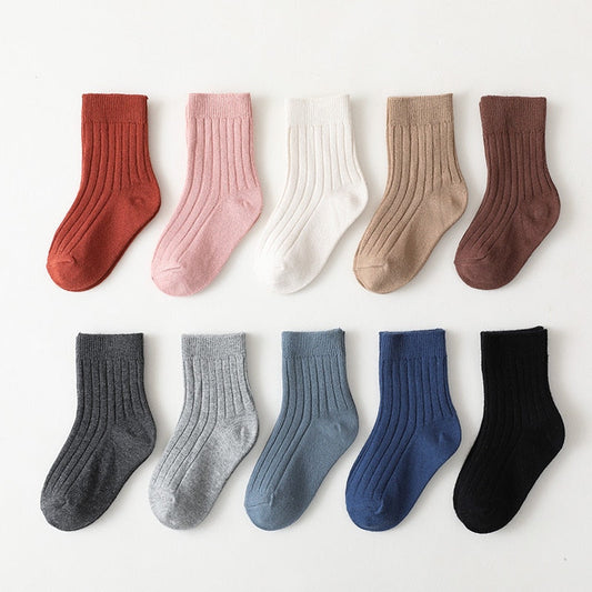 Baby ribbed high neck socks, colorful cotton for infants and toddlers, warm & cozy.