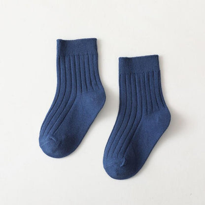 Baby boys' colorful high neck ribbed cotton socks, comfortable and stylish infant wear.