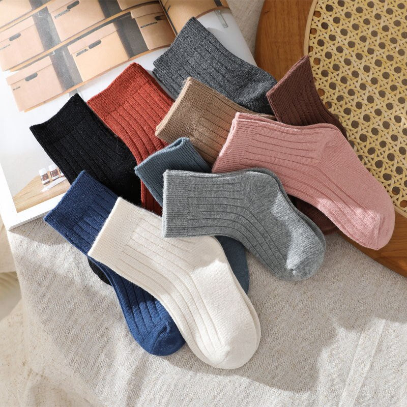 Soft cotton high neck ribbed toddler socks, a colorful and practical baby accessory.