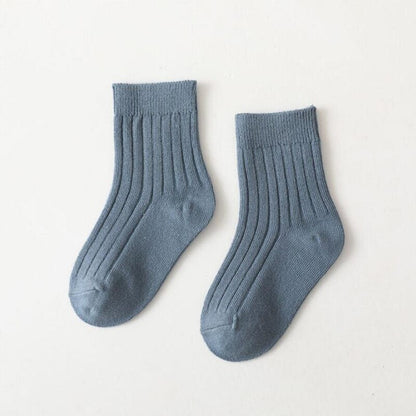 Toddler colorful ribbed socks with a high neck design, comfortable cotton for warmth.