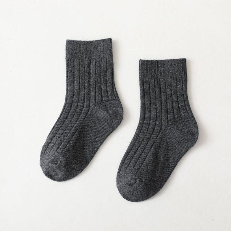 Warm cotton high neck ribbed baby socks in multiple colors, perfect for toddlers.