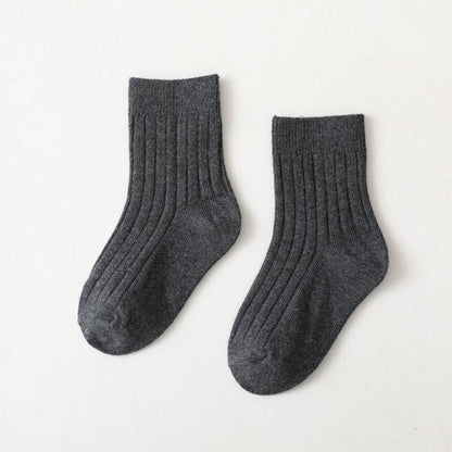 Warm cotton high neck ribbed baby socks in multiple colors, perfect for toddlers.