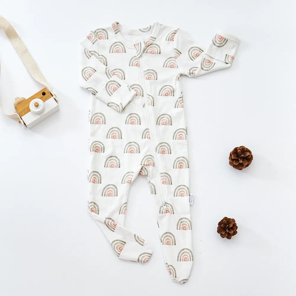 Soft baby romper, bamboo cotton, model crawling, natural light, comfortable toddler wear for active babies