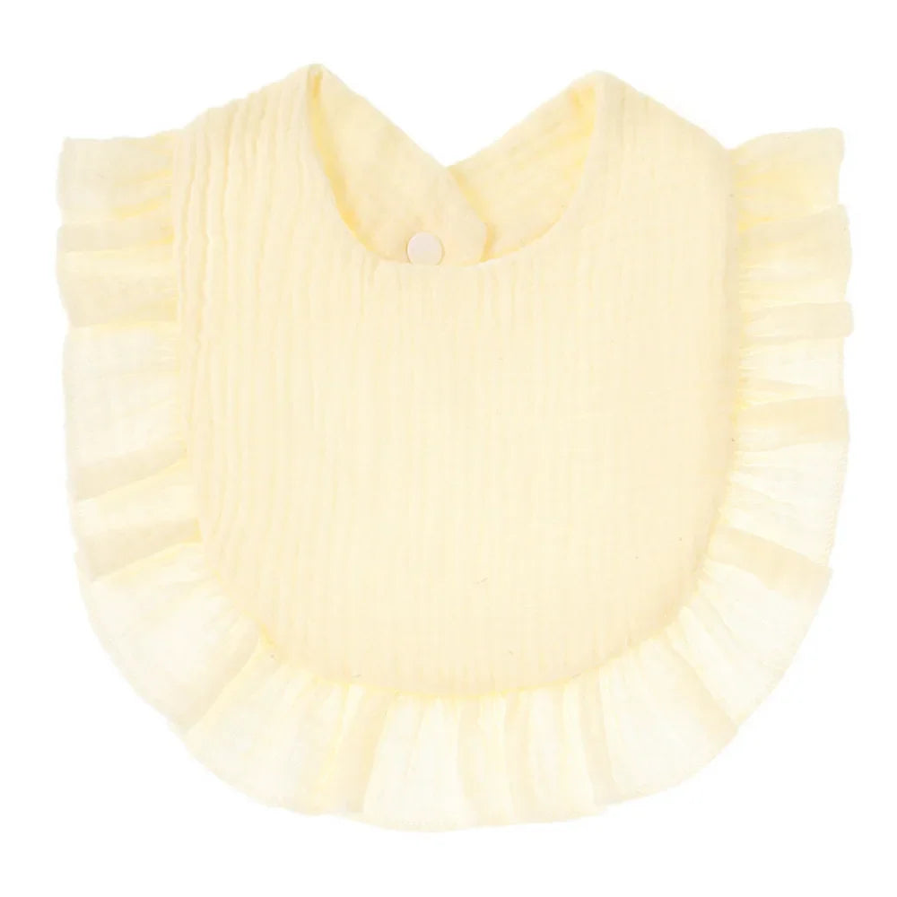 Toddler feeding bib, ruffle lace cotton design, excellent quality
