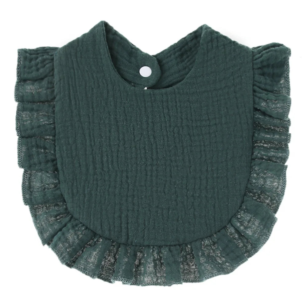 Stylish baby ruffle lace bib, saliva towel, essential for mealtime
