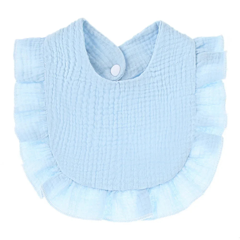 Cute baby gift: ruffle lace saliva towel bib, 100% cotton