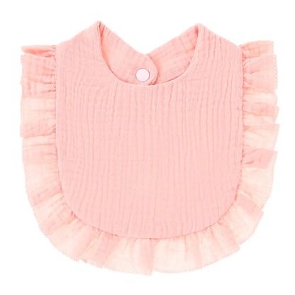 Softest cotton ruffle lace bib for babies, perfect drool catcher