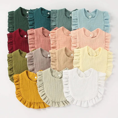 Infant ruffle lace bib, saliva towel, gentle on baby's skin