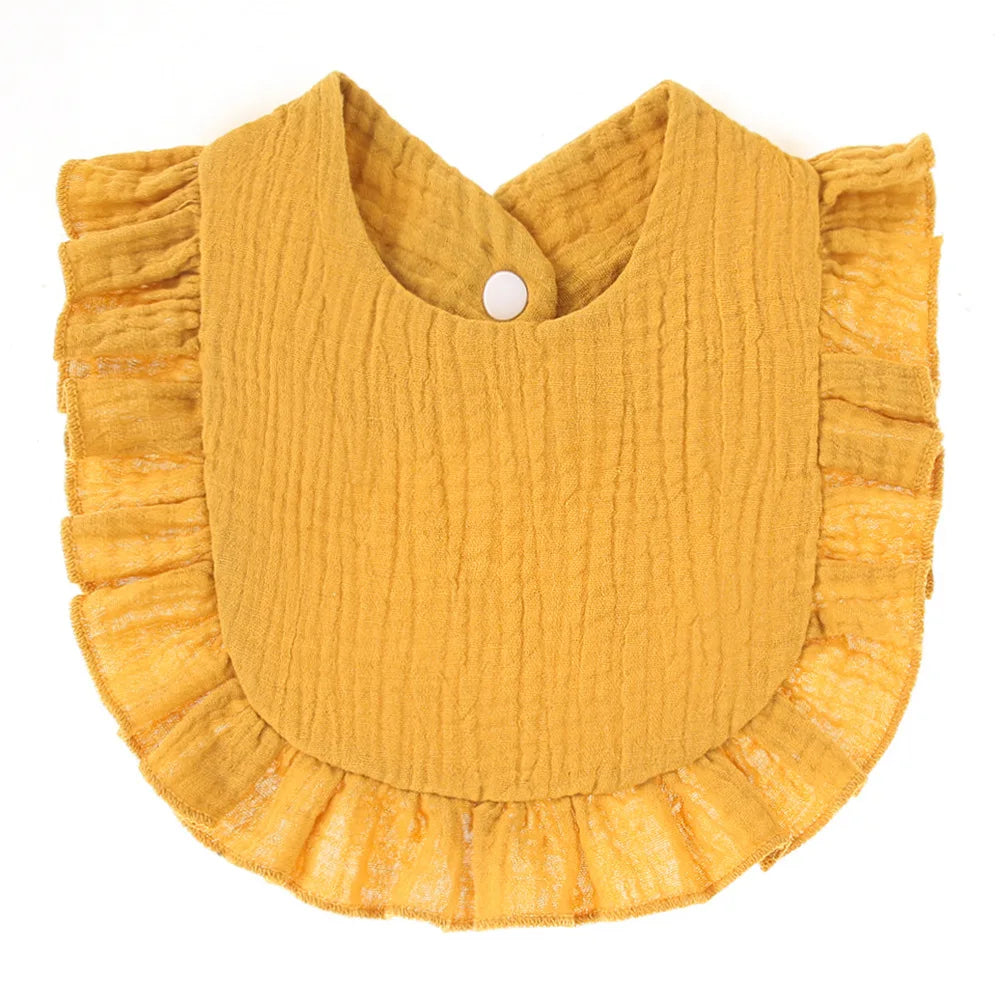 Plain white ruffle lace baby bib, saliva towel, versatile design