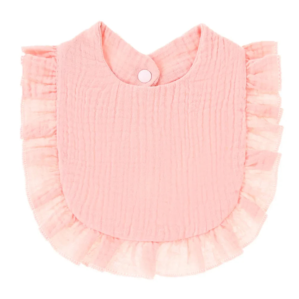 Premium cotton ruffle lace bib for baby feeding and drooling