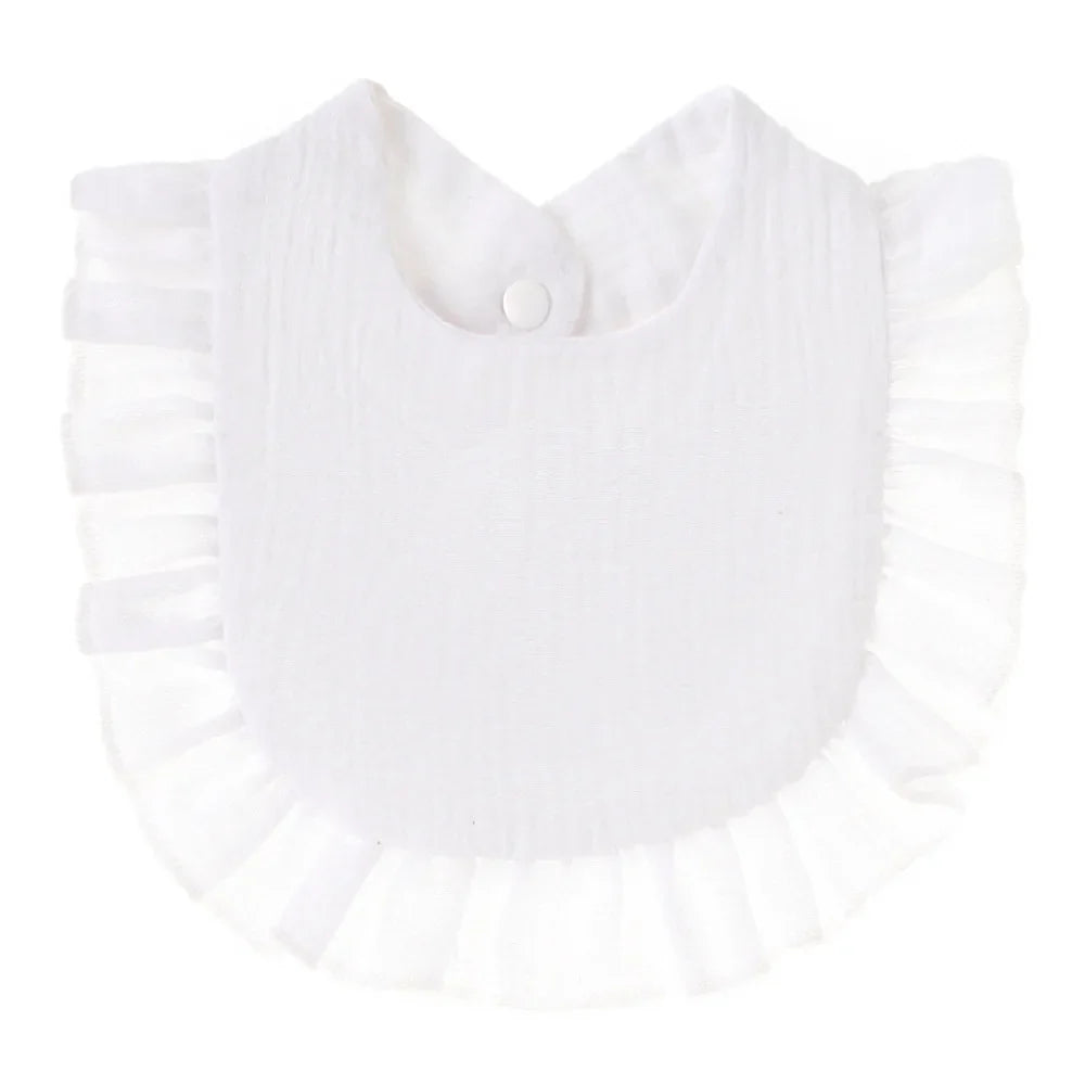 Simple yet elegant ruffle lace baby bib, saliva towel, daily wear