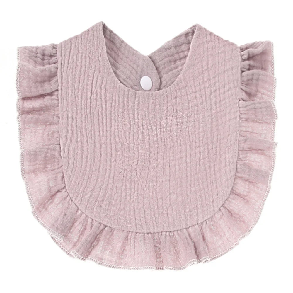 Soft cotton saliva towel bib for babies, ruffle lace detail