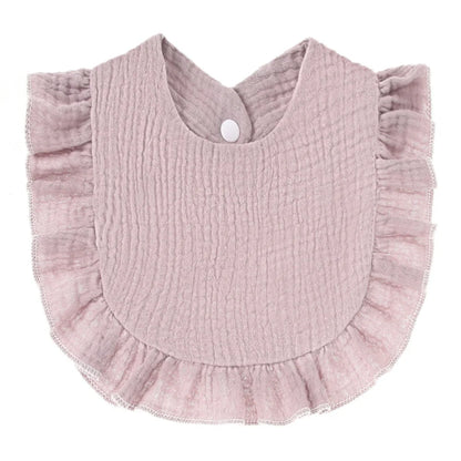 Soft cotton saliva towel bib for babies, ruffle lace detail
