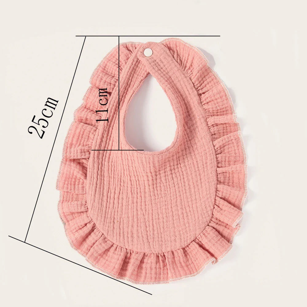 Adorable baby ruffle lace bib, perfect for drooling and feeding