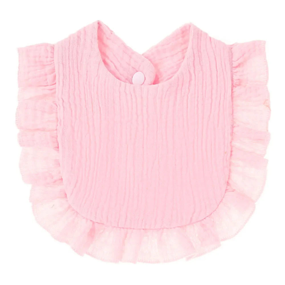 Cotton baby bib with elegant ruffle lace edge, feeding accessory