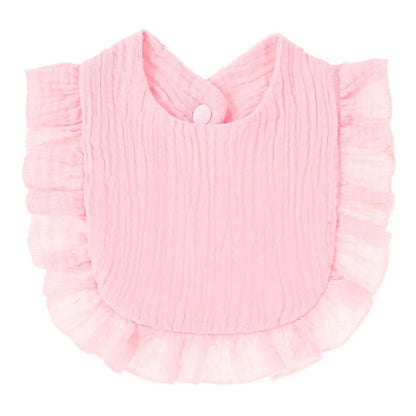 Cotton baby bib with elegant ruffle lace edge, feeding accessory