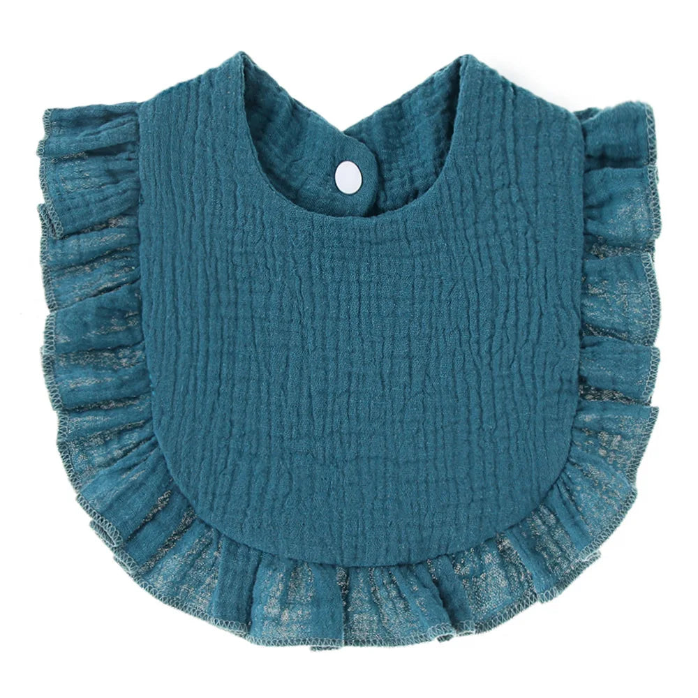 Baby saliva towel bib with charming ruffle lace, practical & cute