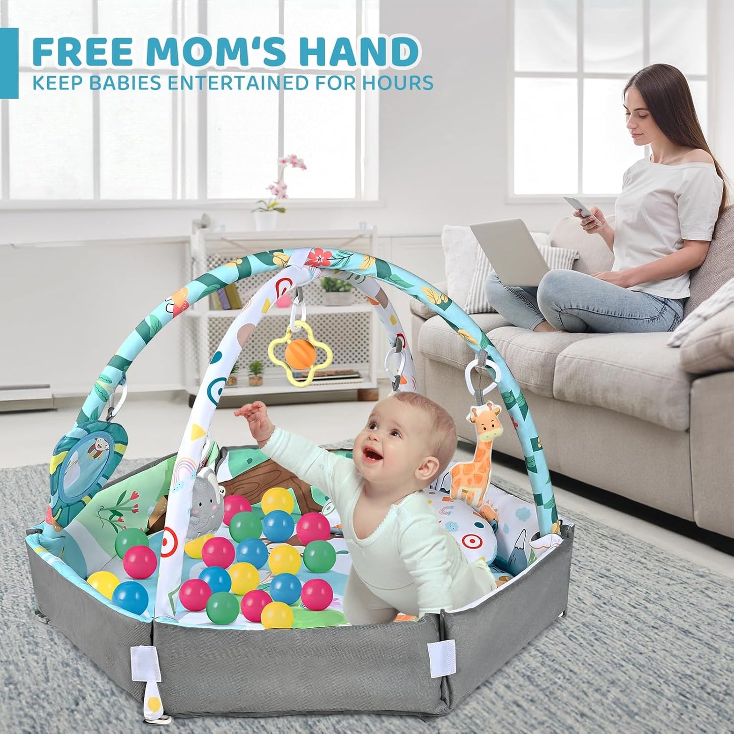 A folded multifunctional baby playmat, showcasing its portability and easy storage.