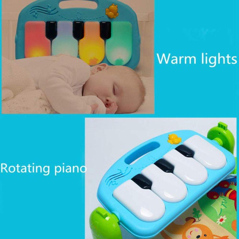 Infant sensory activity gym with detachable piano and hanging toys for newborn play and learning