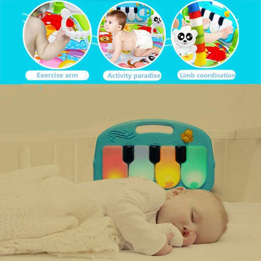 Educational baby play mat with a musical piano, crinkly textures, and engaging sensory toys for infants