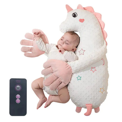 Soft plush sleep soother with automatic palm patting function for baby sleep training.
