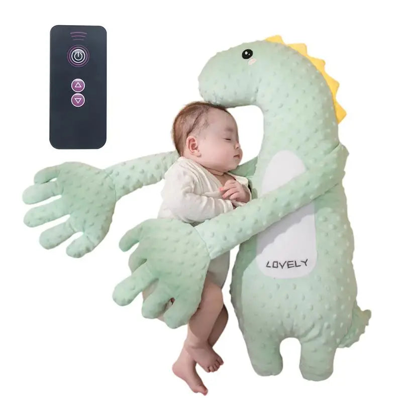 Plush baby sleep soother with unique palm patting feature for infant comfort and health.