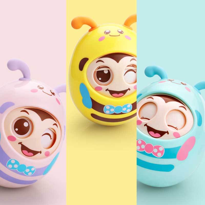 Baby gift idea: soft bee tumbler teether for sensory development and teething relief