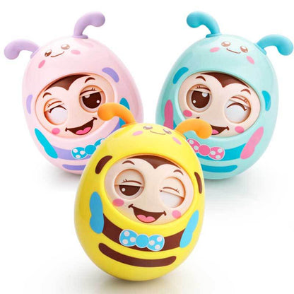 Baby activity toy: wobbly cartoon bee tumbler with rattle sounds, perfect for teething