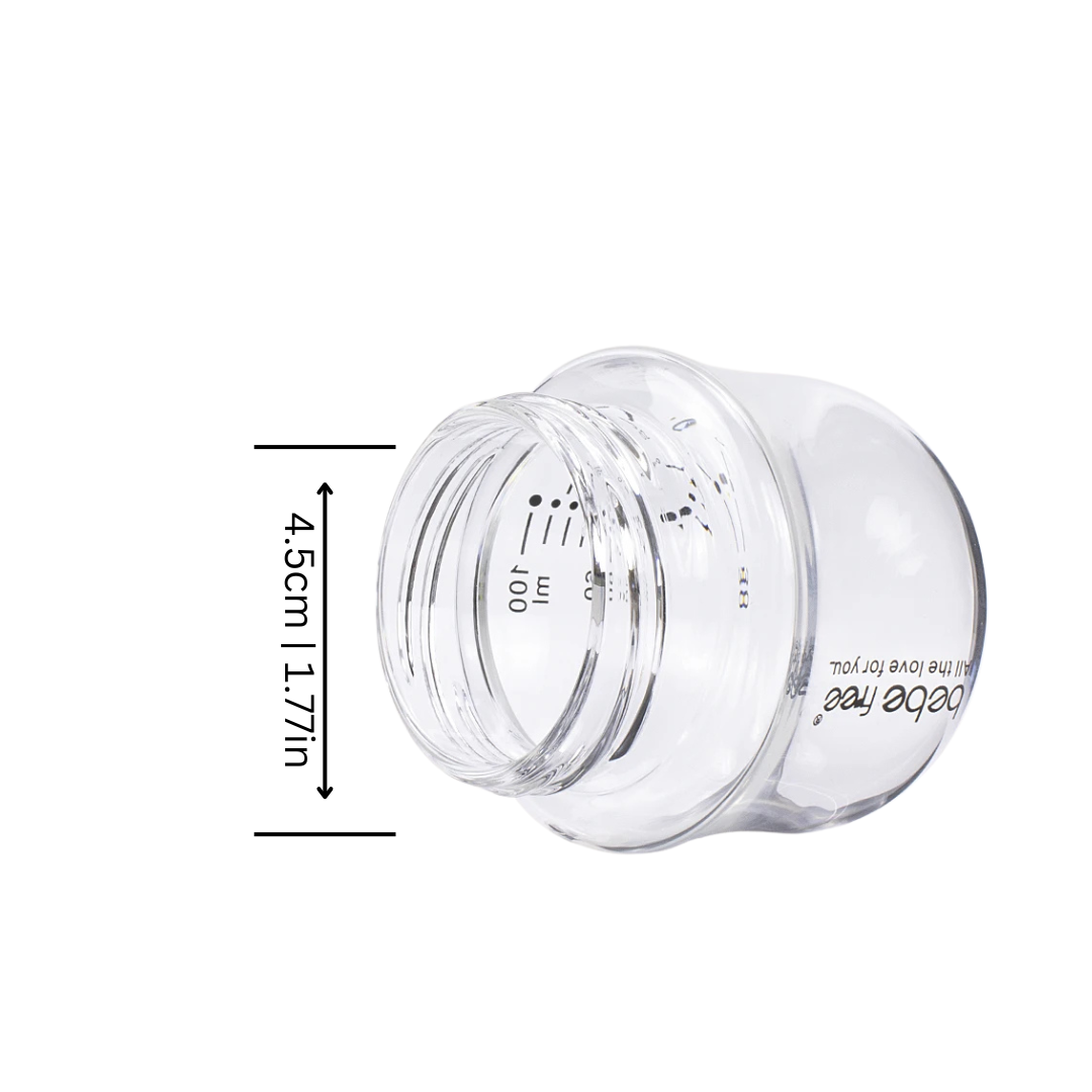 BPA-free glass baby bottle with soft, natural nipple, ideal for newborn essential feeding.