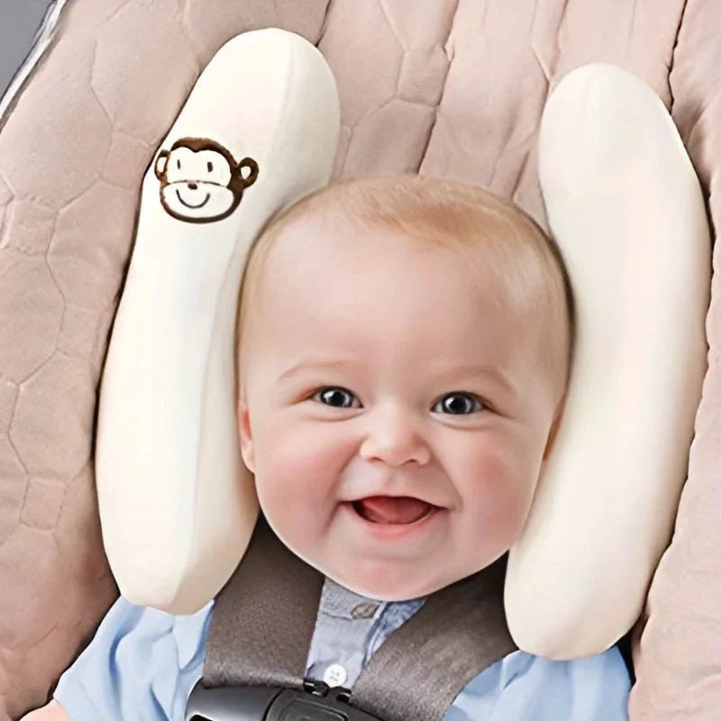 High-quality baby neck pillow, soft banana fabric, ensures secure and comfortable travel